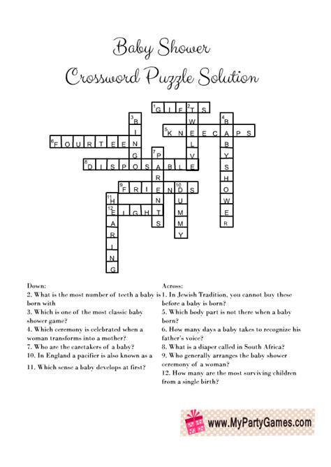 Free Printable Baby Shower Crossword Puzzle Baby Shower Printables