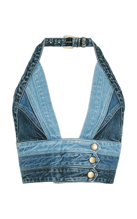 Denim Halter Top Halter Neck Crop Top Halter Tops Halter Top Outfits