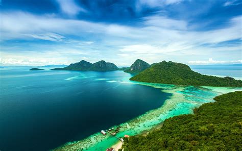 Bohey Dulang Island Malaysia Tropical Sea Coast Wallpaper Nature