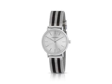 Laura Ashley Womens Stainless Steel Strap Watch Silver And Black