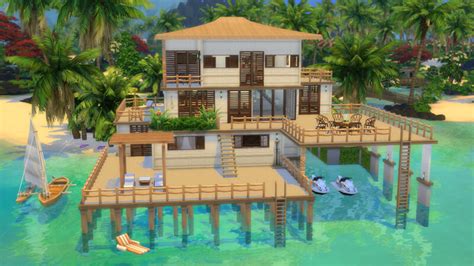 Sand Simoleon Beach House Residential Lot Sims 4 House Design Sims