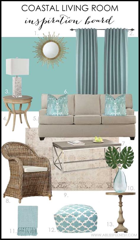 Turquoise Coastal Living Room Design