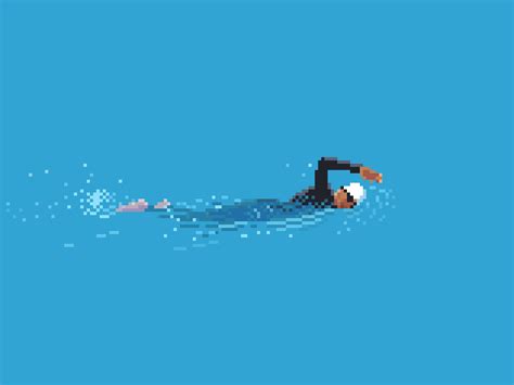 A Pixellated Image Of A Man Swimming In The Ocean With His Head Above Water