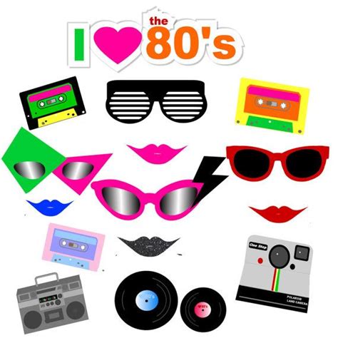 Retro 80s Inspired Photo Booth Props Printable Instant Digital