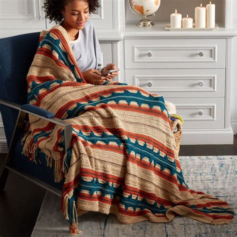 Caron Southwest Stripe Crochet Blanket Pattern Yarnspirations