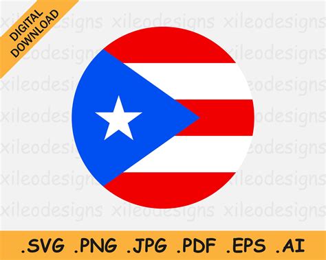 Puerto Rico Round Flag Svg Puerto Rican Us Territory Etsy Italia