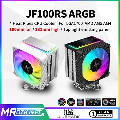 Jiushark Jf100rs Argb Cpu Cooler 100mm Fan Cr 1400 Same Upgrade White