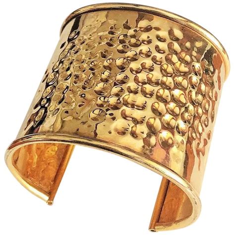 Wide Polished Brass Cuff Bracelet With Pretty Design Brass Cuff