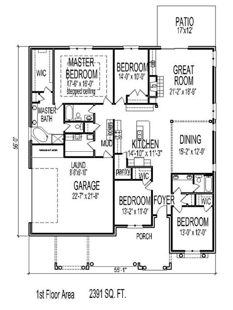 55 4 Bedroom House Plans One Level House Plan Ideas