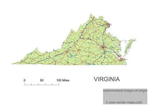Vector Map Of Virginia Political One Stop Map Virginia State Map