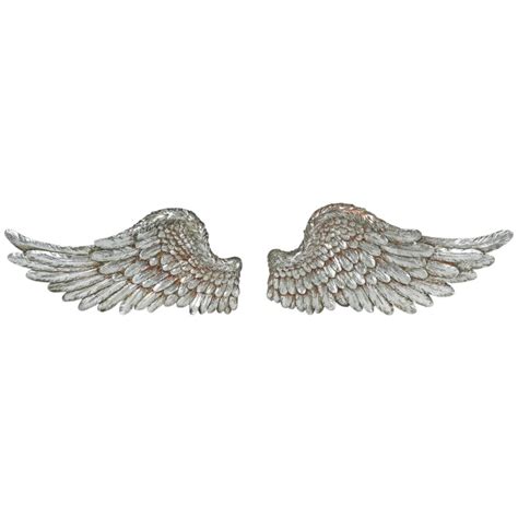 Pair Large Silver Angel Wings Decoration Interior Flair