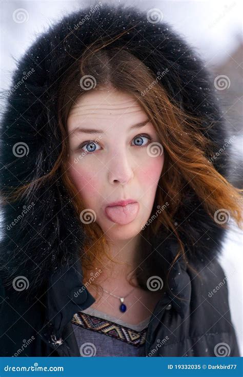 Girl Shows Her Tongue Stock Image Image Of Attractive 19332035