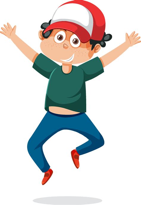 A Happy Boy Jumping Cartoon Character 12723398 Vector Art At Vecteezy