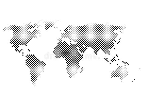 World Map In Black Halftone Triangle Dots Flat Vector