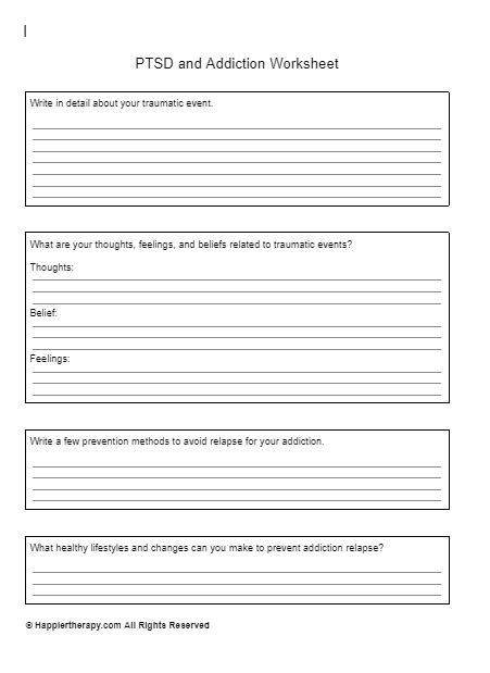 PTSD And Addiction Worksheet HappierTHERAPY