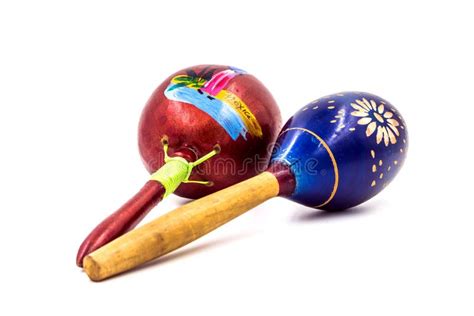 Maracas Mexicains En Bois Disolement Sur Le Fond Blanc Image Stock