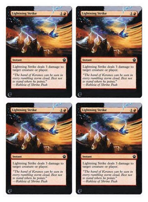 Mtg Altered Painted X4 Lightning Strike Theros Free Shipping