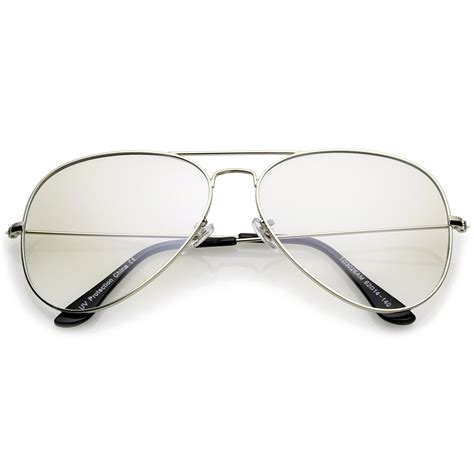 Large Retro Clear Lens Aviator Sunglasses 61mm Zerouv