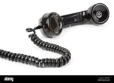 Black Telephone Receiver With White Background Stock Photo Alamy