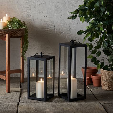 Bowen Large Black Garden Lantern With White Truglow Candle