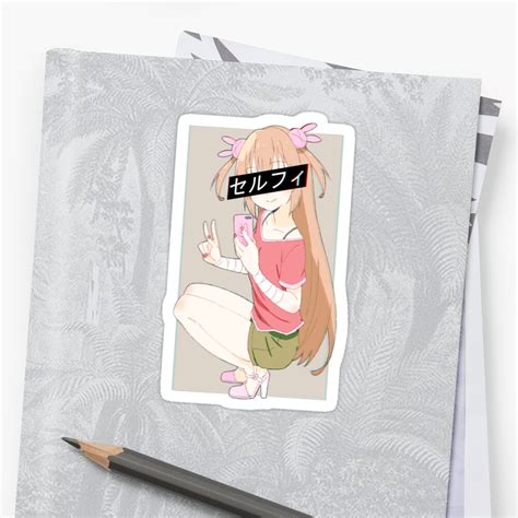 Selfie Sad Japanese Anime Aesthetic Sticker By Poserboy Redbubble