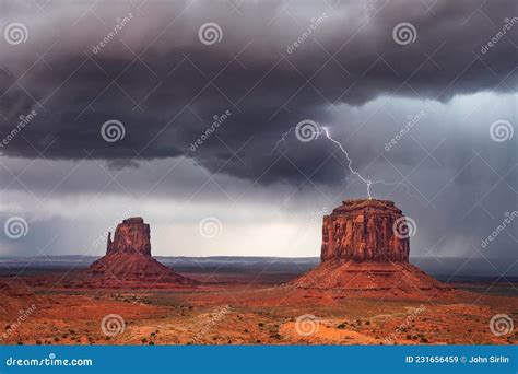 Lightning Storm In Monument Valley Arizona Stock Image Image Of