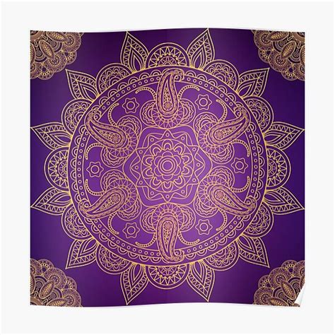 Ornate Gold Purple Namaste Mandala Art Poster For Sale By Raginiepte Redbubble