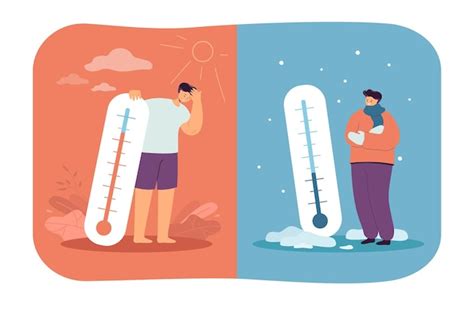 Premium Vector Male Character In Hot And Cold Weather With Outdoor