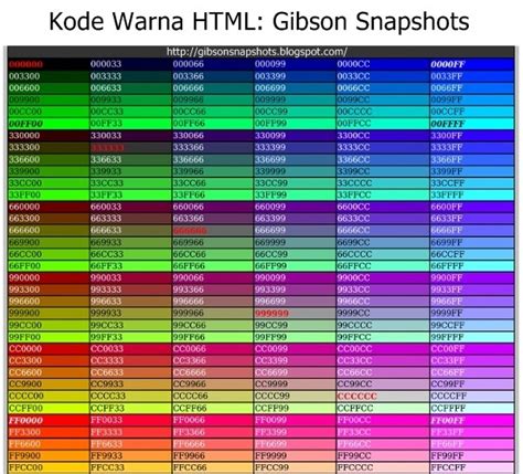Kumpulan Kode Warna Html Lengkap Full Color Warna Web Warna Grafik Riset