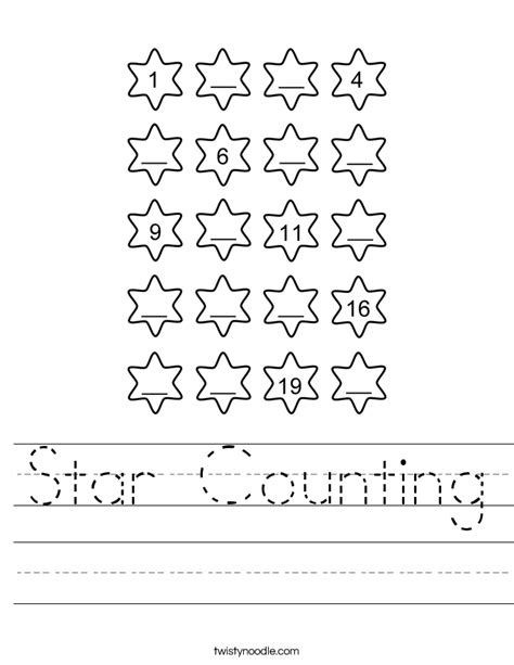 Star Counting Worksheet Twisty Noodle
