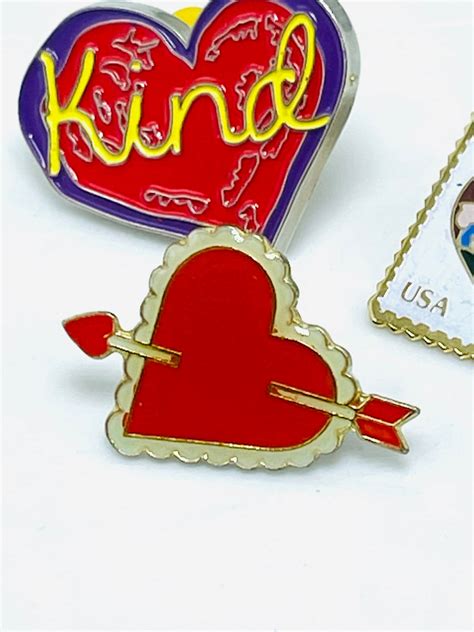 Valentines Heart Love Lapel Pins Set Of 3 Enamel Heart Shaped Etsy