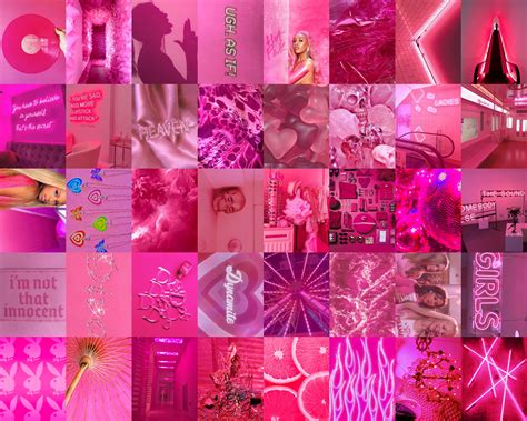 Aesthetic Neon Pink Collage Kit Etsy
