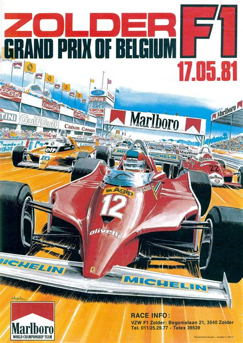 Gp F1 1981 Orig Zolder Vintage Racing Poster Grand Prix Posters