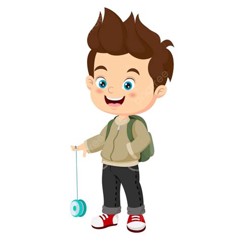 Cartoon School Boy Playing With A Yoyo Teenager Go Childhood Png And