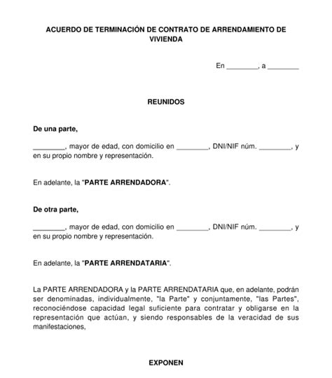 Ejemplo Carta De Terminacion De Contrato Por Mutuo Acuerdo Ejemplo