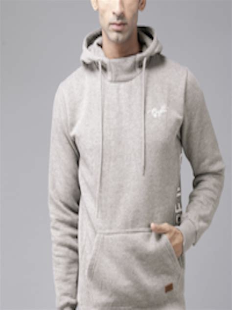 Buy Roadster Men Grey Melange Hooded Sweatshirt Sweatshirts For Men