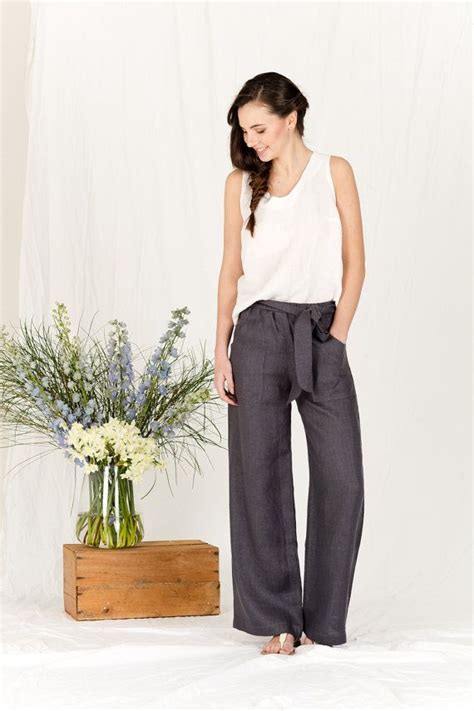 Sale Womens Wide Leg Linen Summer Pants Etsy Summer Linen Pants