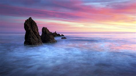 517229 Nature Landscape Sky Clouds Beach Sunset Water Sea Coast Waves