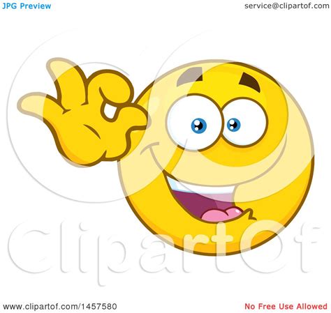 Clipart Of A Cartoon Yellow Smiley Face Emoji Emoticon Gesturing Ok Images