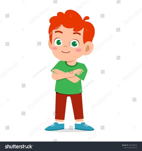 Happy Cute Smile Kid Boy Crossed Stock Vector Royalty Free 1566728974