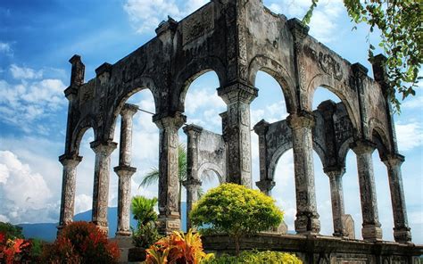 Ruin Ancient Architecture Plants Sky Wallpapers Hd