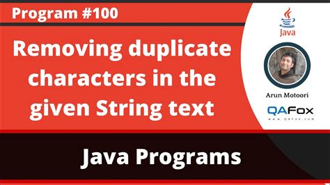 Java Program To Remove The Duplicate Charaters In The Given String Youtube