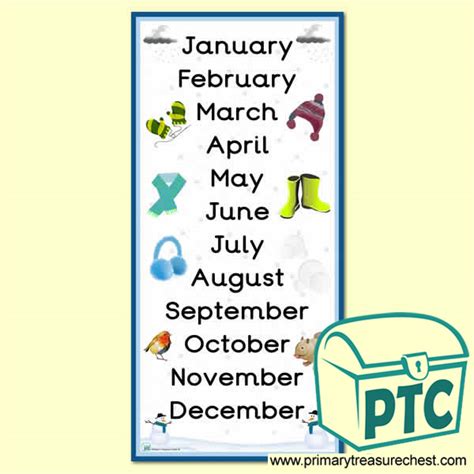 Months Of The Year Winter Themed Posters Primary Treasure Chest
