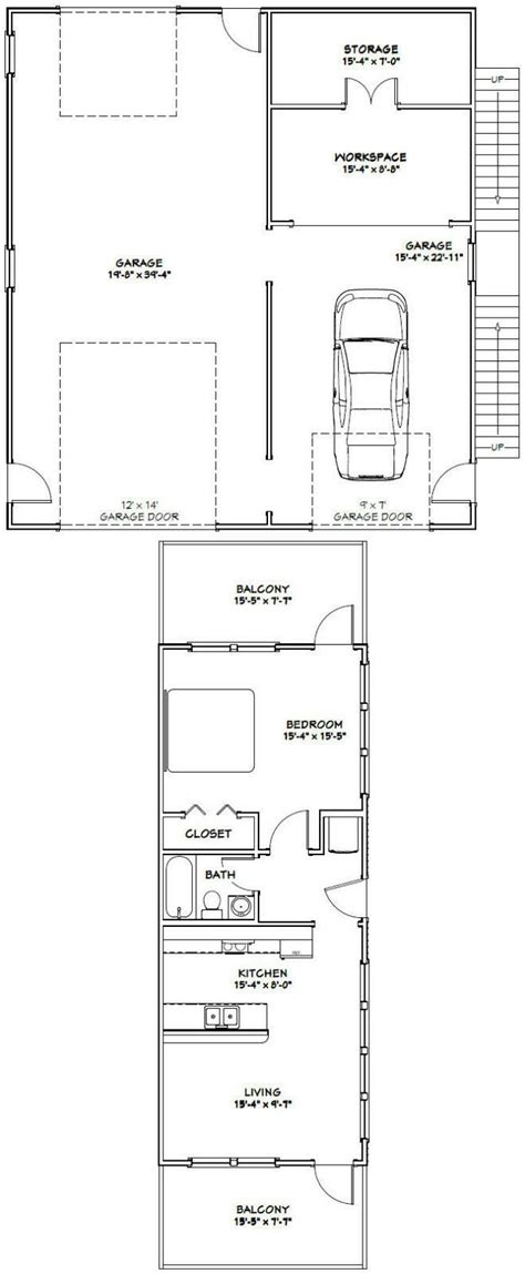 36x40 Apartment With 1 Car 1 Rv Garage Pdf Floor Plan 902 Sqft