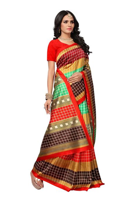 Multicolor Printed Mysore Silk Saree With Blouse Muhenera S 2716114