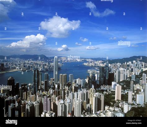 Aerial View Of Hong Kong Skyline Stock Photo Alamy