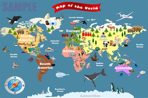China is the most populous country in the world with close to 1.44 billion people as of 1 july 2020. Personalized Laminated World Map For Kids Let's by ...