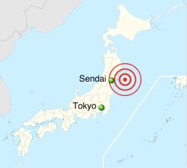 The medical care, equipment and communication needs of four disaster medical assistance teams. Map showing the epicenter of the M9.0 Sendai earthquake ...