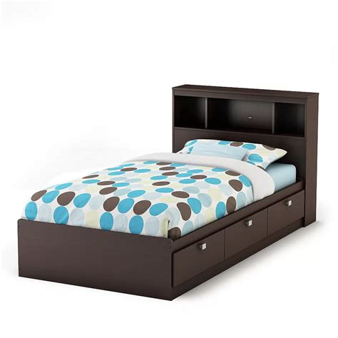 South Shore Spark Twin Storage Bed And Bookcase Headboard Chocolate