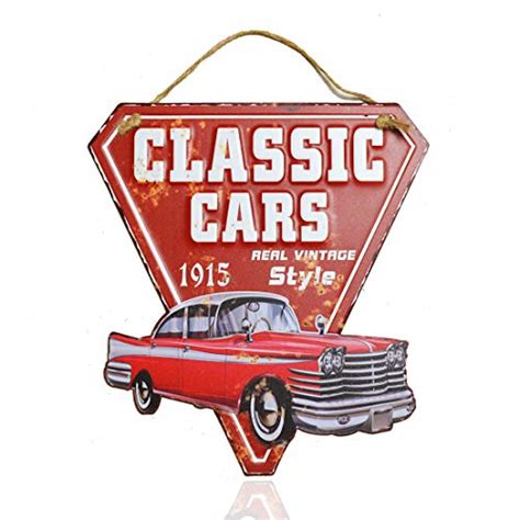 Peis Classic Vintage Cars Retro Embossed Hanging Metal Sign Wall
